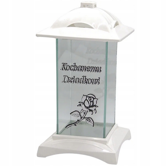 Elegantný znicz s venovaním "Milovanému Dedkovi" v Bielo-Striebornom Prevedení LL71